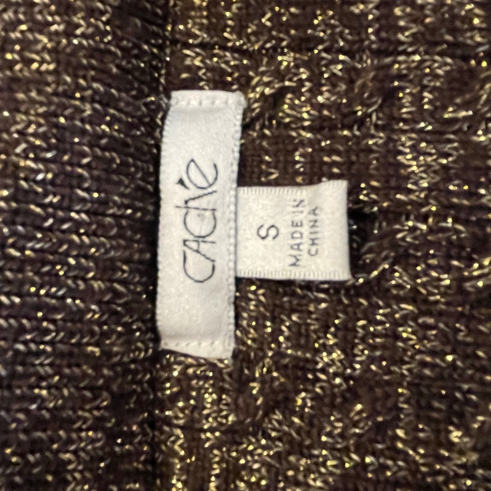 Cache Brown Gold Metallic Knit Jacket, Blazer, Ca… - image 8